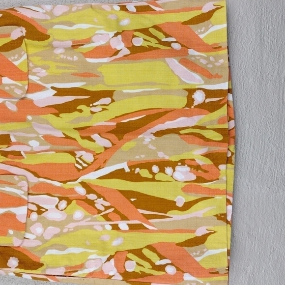 J. Crew Limoncello Swirl Yellow Orange Mod Canvas Zipper Back Casual Mini Skirt - Picture 3 of 8